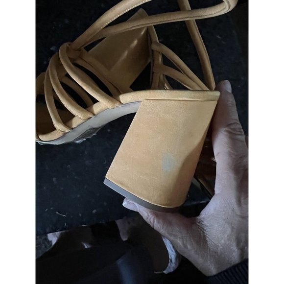 Free People Womens Colette Cinched Sandals Heel Orange Leather 37 / 7 US - Picture 15 of 16